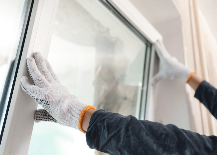 Installer putting window into place