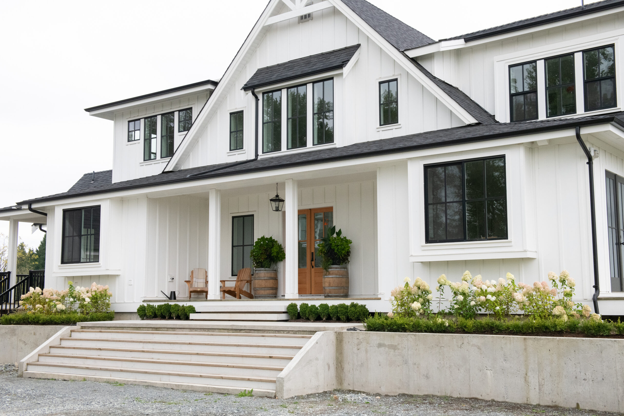 Belgian-style farmhouse shot on an overcast day