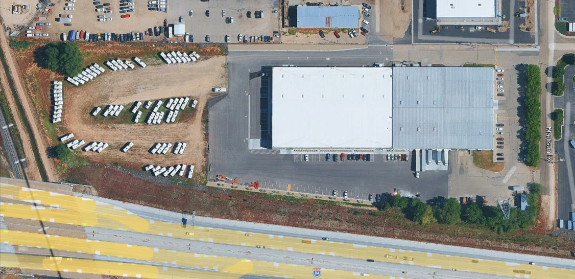Aerial view of industrial area.